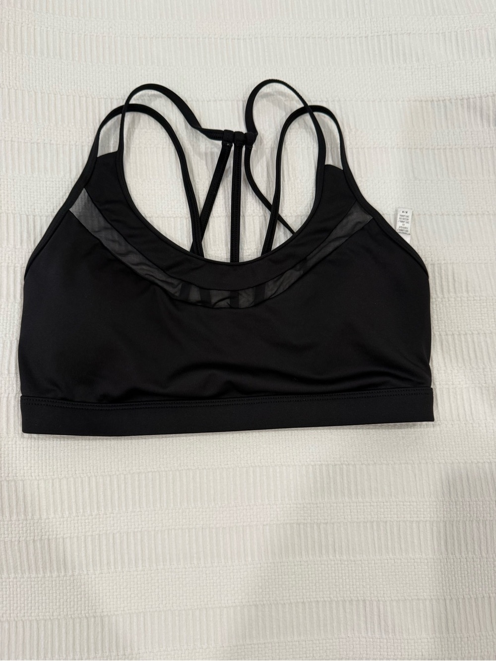 Black Strappy Mesh-Trim Sports Bra